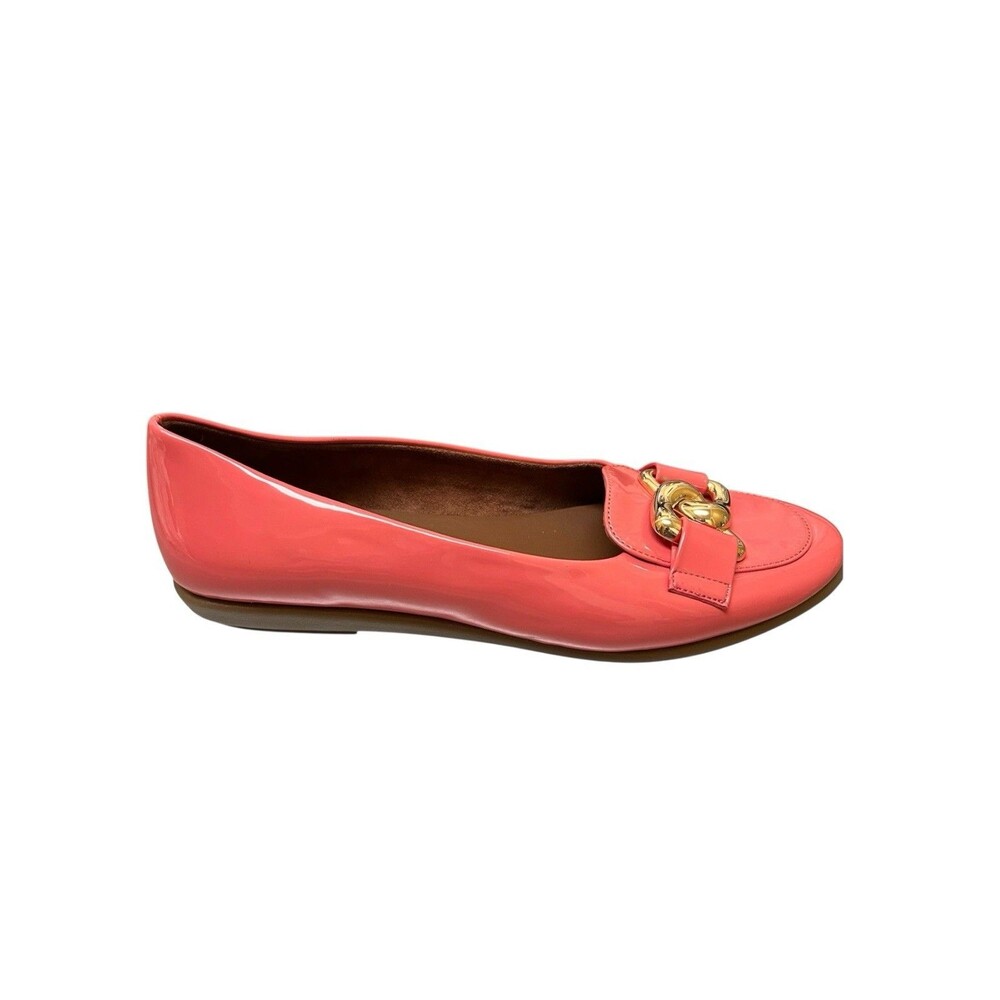 Aerosoles BELL Patent Leather Coral Flat Gummy Sole Sz 9 NWOB Gold Hardware